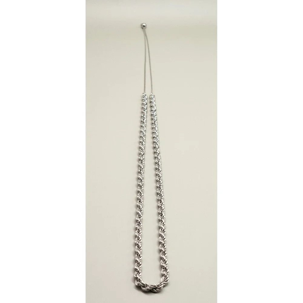 Vintage Milor 925 Sterling Silver Rope Chain 5mm Adjustable Necklace 18